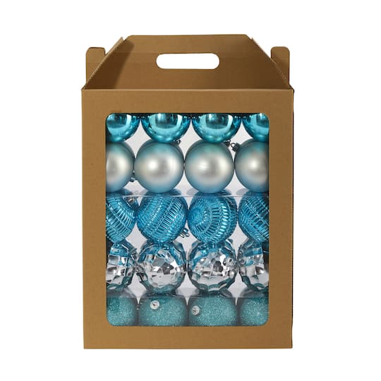 40ct. 3&#x22; Blue &#x26; Silver Shatterproof Ball Ornaments